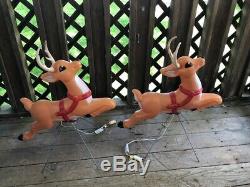 2 Grand Venture 29 Santa's Sleigh Reindeer Blow Mold Lights Local Pickup