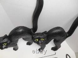 2 Halloween Black Arched Cat Blow Mold Don Featherstone 1992 Union Products RARE