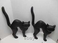 2 Halloween Black Arched Cat Blow Mold Don Featherstone 1992 Union Products RARE