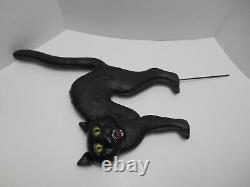 2 Halloween Black Arched Cat Blow Mold Don Featherstone 1992 Union Products RARE