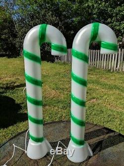 2 New 32 Candy Cane Blow Mold Christmas Decorations with Green Stripes Custom