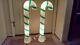 2 New 32 Christmas Candy Cane Blow Mold, White With Green Stripes