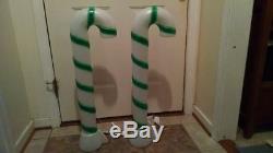2 New 32 Christmas Candy Cane Blow Mold, White with Green Stripes