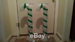 2 New 32 Christmas Candy Cane Blow Mold, White with Green Stripes