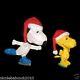 2 Piece Christmas Snoopy & Woodstock W Santa Hats 3d Lighted Tinsel Yard Decor