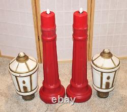 2 VTG Dapol Industries Christmas Lamp Post Blow Mold Outdoor Yard Decor 41 T