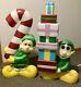 2 Vtg Empire Christmas Elf Blow Molds Candy Cane & Presents Gifts Lighted Works