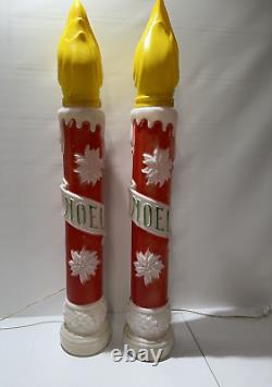 2 Vintage 1973 CHRISTMAS CANDLE NOEL BLOW MOLD EMPIRE Plastic