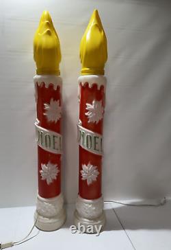 2 Vintage 1973 CHRISTMAS CANDLE NOEL BLOW MOLD EMPIRE Plastic