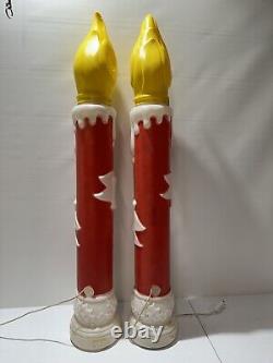 2 Vintage 1973 CHRISTMAS CANDLE NOEL BLOW MOLD EMPIRE Plastic