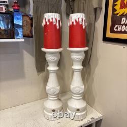 2 Vintage 1995 Blow Mold Victorian Candles Union Products Lighted 44 NO FLAMES