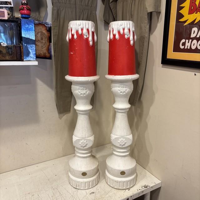 2 Vintage 1995 Blow Mold Victorian Candles Union Products Lighted 44 No Flames