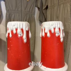 2 Vintage 1995 Blow Mold Victorian Candles Union Products Lighted 44 NO FLAMES