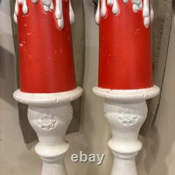 2 Vintage 1995 Blow Mold Victorian Candles Union Products Lighted 44 NO FLAMES