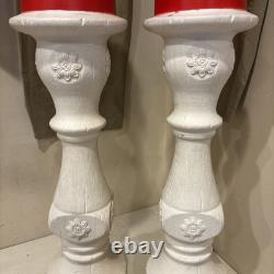 2 Vintage 1995 Blow Mold Victorian Candles Union Products Lighted 44 NO FLAMES
