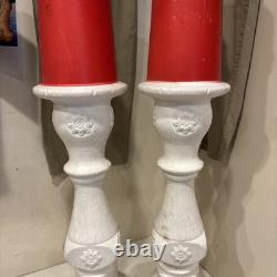 2 Vintage 1995 Blow Mold Victorian Candles Union Products Lighted 44 NO FLAMES