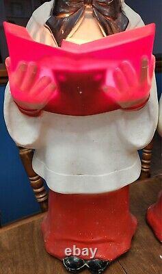 2 Vintage Blow Molds 30 Xmas Carolers Choir Boy Girl Lighted