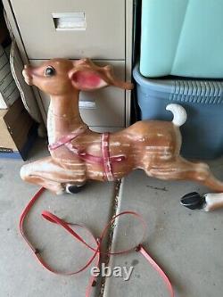 2 Vintage Empire Plastics Christmas Reindeer Blow Mold Local Pick Up Only