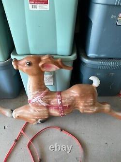 2 Vintage Empire Plastics Christmas Reindeer Blow Mold Local Pick Up Only