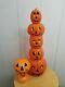 2 Vintage Halloween Blow Mold Don Featherstone Stacked Pumpkins Jack-o-lantern