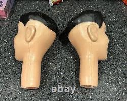 2 Vtg 1950's BECO Christmas Blow Mold Yard Light 9 HEAD ONLY Caroler Choir BOYS