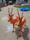 2 Vtg Blow Mold Christmas Deer Reindeer Xl 42 Inch Very Rare