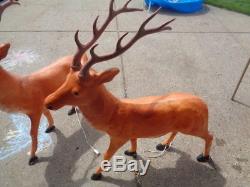 2 Vtg Blow Mold Christmas Deer Reindeer XL 42 Inch Very Rare