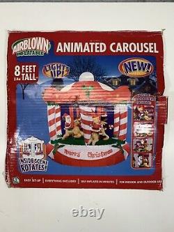 2005 Gemmy Airblown Inflatable 8 Ft. Animated Rotating Merry Christmas Carousel