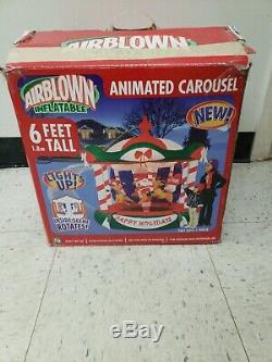 2005 Gemmy Airblown Inflatable Christmas Carousel Lighted Yard Decoration See Ad
