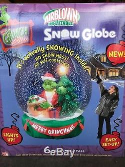 2006 Rare Gemmy Airblown 6ft Grinch Globe Inflatable