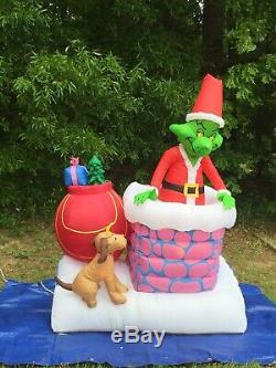 2007 GEMMY 6' Animated Grinch & Max Lighted Christmas inflatable Airblown Blowup