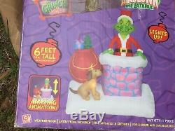2007 GEMMY 6' Animated Grinch & Max Lighted Christmas inflatable Airblown Blowup
