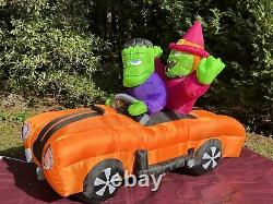 2007 Gemmy 7' Car Halloween Airblown Lighted Witch Monster Inflatable With Sound