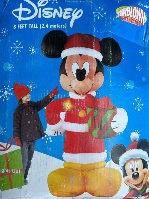 2007 Gemmy 8' Mickey Mouse Holding Present Lighted Christmas Inflatable Airblown