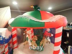 2007 Gemmy Air Blown Inflatable 9' Rotating Christmas Carousel w Ticket Booth