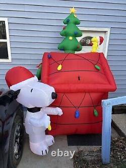 2008 Gemmy Peanuts 7 Ft Christmas Air blown Inflatable Snoopy House Tested Rare