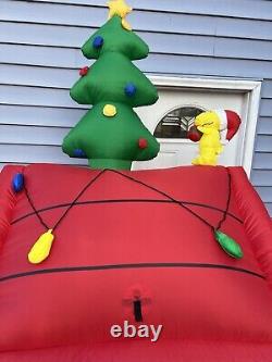 2008 Gemmy Peanuts 7 Ft Christmas Air blown Inflatable Snoopy House Tested Rare