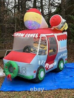 2018 Gemmy 8-1/2' Christmas Minions Snowcone Truck Lighted Airblown Inflatable