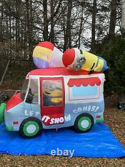 2018 Gemmy 8-1/2' Christmas Minions Snowcone Truck Lighted Airblown Inflatable