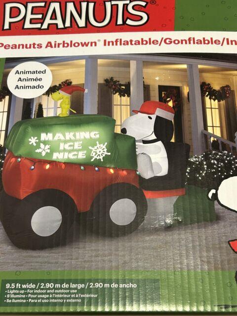 2018 Gemmy 9.5' Animated Christmas Inflatable Lighted Snoopy Zamboni Inflatable