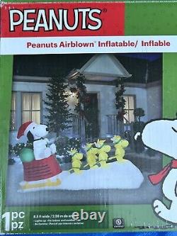 2022 Gemmy 8-1/2'Peanuts Snoopy Sleigh Lighted Christmas Inflatable Airblown-NEW