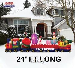 21' Colosal Christmas Train with Santa Air Blown Inflatable Lighted Yard Decor