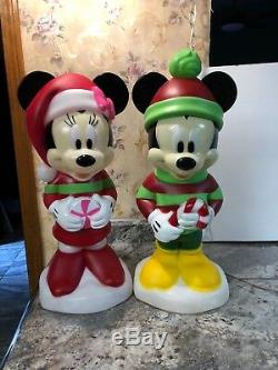 21 LIGHT BLOW MOLD MInnie Mickey MOUSE Christmas Yard Gemmy Candy Cane Greeters