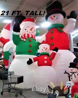 21' TALL HUGE LED 21' X 15' X 12' SNOWMAN FAMILY Christmas Yard Decor Inflatable