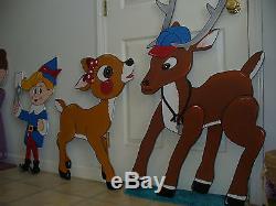 24-pc. SET HAND MADE, & PAINTED RUDOLPH CHRISTMAS YARD ART DECORATION