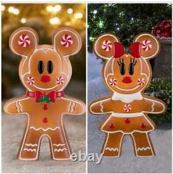 24Gingerbread Mickey&Minnie Mouse Christmas Outdoor Décor Blow Mold LED Lighted