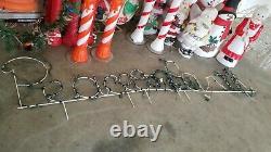 27 Vtg Christmas Blowmold & Wire Yard Lights Santa Snowman Municipal Bell