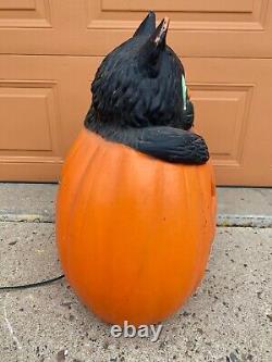 28 Lighted Halloween Blow Mold Jack-O-Lantern Pumpkin Black Cat TPI Canada'94