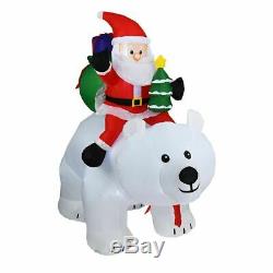 2M Polar Bear Riding Santa Inflatable Christmas Decor For Home Garden Decoration
