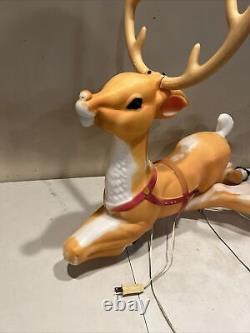 2x Vintage Christmas Lighted Reindeer Blow Mold General Foam BlowMold Reindeer